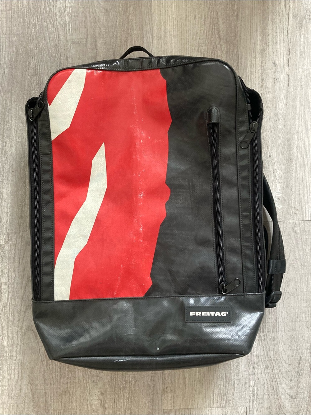 Freitag Black and Red Men's Backpack - Durable Urban Carry